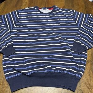 Vintage 90s Polo Ralph Lauren blue striped crewneck sweatshirt Large